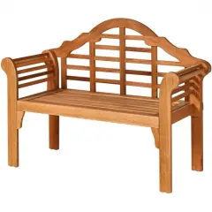 Outdoor Folding Bench 2 Seater Eucalyptus Wood Patio Seat