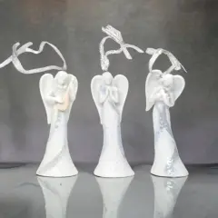 Ceramic Christmas Tree Angel Ornaments-Set of 3, Home D&eacute;cor, Gift for Her, Gift for Mom, Religious D&eacute;cor, Christmas D&eacute;cor