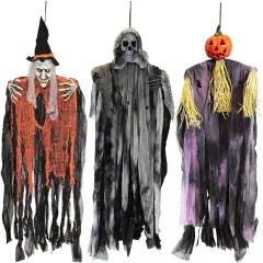 3 Pack 35&rdquo; Hanging Ghosts Witch Pumpkin Decor Hanging Halloween Decorations