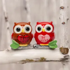 Ceramic Valentine Owl Salt And Pepper Shakers, Home D&eacute;cor, Gift for Her, Gift for Mom, Kitchen D&eacute;cor, Valentine&rsquo;s Day D&eacute;cor, Romantic D&eacute;cor