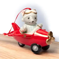 Ceramic Mouse Airplane Pilot Tree Ornament, Home D&eacute;cor, Gift for Pilot, Christmas tree D&eacute;cor