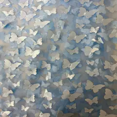 1 Yard 3D Butterfly Embroidered Satin Lace Polyester Fabric Elegant Material 60 Inch Width Baby Blue