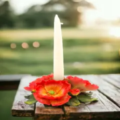 Ceramic Poppy Flower Candle Holder, Home D&eacute;cor, Gift for Her, Gift for Mom, Nature Lover Gift, Dining Table Decor