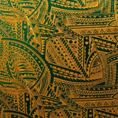 1 Yard Traditional Polynesian Tattoo Design Fabrication, Polyester Fabric, 36in L x 60in W Yellow/Green
