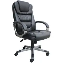 Black Faux Leather Executive Office Chair with Lumbar Support and Adjustable Tilt