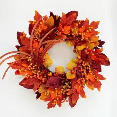 Fall Wreaths for Front Door, Autumn Wreath with Maple Leaves