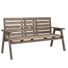 Garden Bench with Folding Table Fir Wood Outdoor Seating