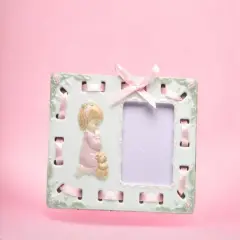 Ceramic Praying Girl Picture Frame, Religious D&eacute;cor, Religious Gift, Church D&eacute;cor, Church Gift, Baptism Gift