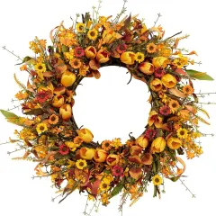 22 Inch Artificial Fall Tulip Wreath