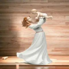 Ceramic Mother Holding Baby Figurine, Home D&eacute;cor, Gift for Her, Gift for Mom, Baby Shower Gift