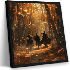 Framed Halloween Witch Canvas