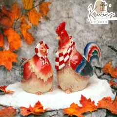 Happy Farm: Hand Painted Ceramic Red Hen & Rooster Salt & Pepper Shakers, Home D&eacute;cor, Gift for Her or Mom, Kitchen D&eacute;cor, Farmhouse Decor