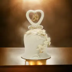 Hand Crafted Ceramic Ivory Orchid Flower Bell, 50th Wedding Anniversary Party Decor, Golden Anniversary Milestone Gift, Decorative Bell, Celebration, Make A Toast