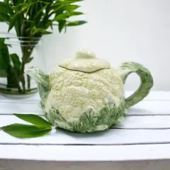 Ceramic Mini Cauliflower Teapot, Gift for Her, Gift for Mom, Tea Party D&eacute;cor, Caf&eacute; D&eacute;cor, Farmhouse Kitchen D&eacute;cor