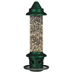 Green Squirrel Proof Bird Feeder with Perch Ring and 3-Quart Seed Capacity