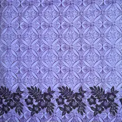 1 Yard Tropical Floral Border Polyester Fabric For Apparel Sewing And Decorative Craft Projects 60 Inch Blue Iris