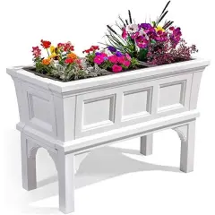White Plastic 3-Tray Raised Garden Bed Planter Box Indoor Outdoor