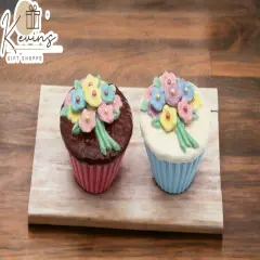 Hand Painted Ceramic Flower Cupcake Salt & Pepper Shakers, Cafe Decor, Home D&eacute;cor, Gift for Her, Gift for Mom, Kitchen D&eacute;cor