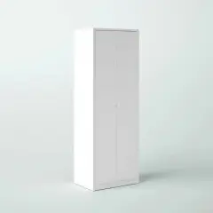 Modern White 2-Door Wardrobe Armoire Cabinet with Clothes Hanging Rod