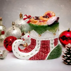 Ceramic Christmas Candy Can Boot Ornament, Home D&eacute;cor, Gift for Her, Gift for Mom, Kitchen D&eacute;cor, Christmas D&eacute;cor