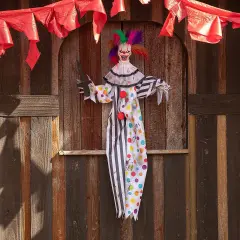 4 Foot Hanging Animated Clown Multicolored Hair Halloween Decoration