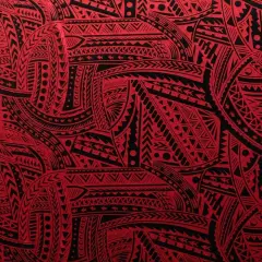 1 Yard Traditional Polynesian Tattoo Design Fabrication, Polyester Fabric, 36in L x 60in W Red/Black