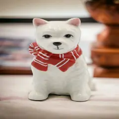 Ceramic Westie Dog with Red Scarf Figurine, Home D&eacute;cor, Gift for Her, Gift for Mom, Dog Lover Gift, Pet Loss Gift