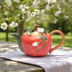 Ceramic Apple Teapot, Gift for Her, Gift for Mom, Tea Party D&eacute;cor, Caf&eacute; D&eacute;cor, Farmhouse D&eacute;cor