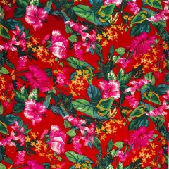 1 Yard Tropical Garden Peachskin Polyester Fabric For Sewing Apparel And Home D&eacute;cor Projects 45 Inch Red