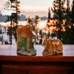 Hand Painted Ceramic Moose Couple Salt & Pepper Shakers, Home D&eacute;cor, Gift for Her, Gift for Mom, Kitchen D&eacute;cor, Cabin Decor