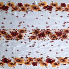 1 Yard Hibiscus Triple Border Polyester Fabric, 60 Inches Width, Durable Print Textile Gold