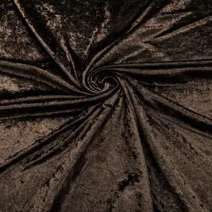 1 Yard Crushed Stretch Panne Velvet Fabric Polyester Spandex, Wide, Soft Velour Texture Brown
