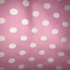 1 Yard Pink Poly Cotton Fabric with White Polka Dots 59/60 Inch Wide