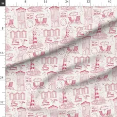 Various Fabrics by the Yard or Fat Quarter Seaside Lighthouse Beach Hut Deckchair Ocean Nautical Toile De Jouy Life Coastal Monochrome Sailing Custom Printed Fabric by Spoonflower