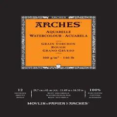 Arches Aquarelle Rough Watercolor Pad 11.69"X16.53"- 140lb, 12 Sheets