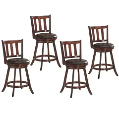 Costway Set of 4 25'' Swivel Bar stool Leather Padded Dining Kitchen Pub Bistro Chair