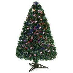 Costway 3/4/5/6 Ft Pre-Lit Fiber Optic PVC Christmas Tree Plastic