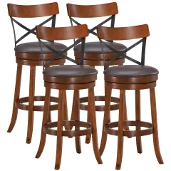 Costway Set of 4 Bar Stools Swivel 29.5'' Dining Bar Chairs with Rubber Wood Legs