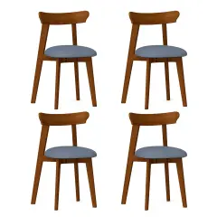 Costway Wood Dining Chairs Set of 2/4 with Rubber Wood Frame Padded Seat & Curved Backrest