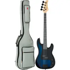 Best Choice Products Full Size Beginner 4-String Electric Guitar Bass Guitar w/ Padded Case Hollywood Blue/Black