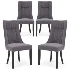 Costway Channel Tufted Dining Chairs Set of 2/4 with High Backrest Rubber Wood Legs Modern