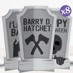 Big Dot of Happiness 3D Graveyard Tombstones Centerpiece Table Decorations, Freestanding Funny Headstones Halloween Decor Centerpieces - 8 Count