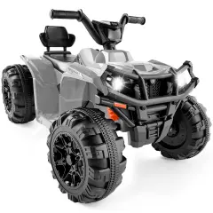 Best Choice Products 12V Kids Ride-On ATV Quad w/ Bluetooth, 2.4mph Max, Treaded Tires, LED Lights, Radio Gray