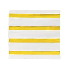 Durable White with Gold Stripes Paper Beverage/Cocktail Napkins (600 Napkins)