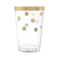 Clear with Gold Dots Round Disposable Plastic Tumblers - 12 oz. (240 Cups)