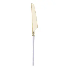 Gold with White Handle Moderno Disposable Plastic Dinner Knives (240 Knives)