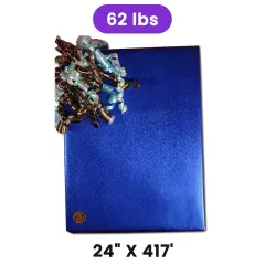 Royal Blue Embossed Metallic Wrapping Paper Pattern 24" x 417" Roll