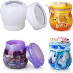 LET'S RESIN Pudding Jar Resin Molds with Lid, Epoxy Molds Silicone for Storage Bottle,Candle Holder,Candy Container, Epoxy Casting Craft,Flower Pot, Gifts