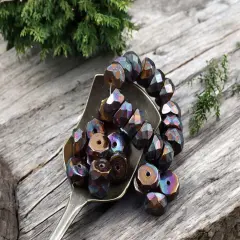 *15* 4x6mm Purple Copper Lustered Root Beer Topaz Fire Polished Rondelle Heishi Beads