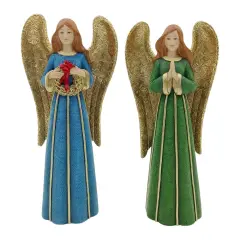 12.75"-13.25" Resin Angel Decorations &ndash; Assorted Holiday Figurines Set of 2